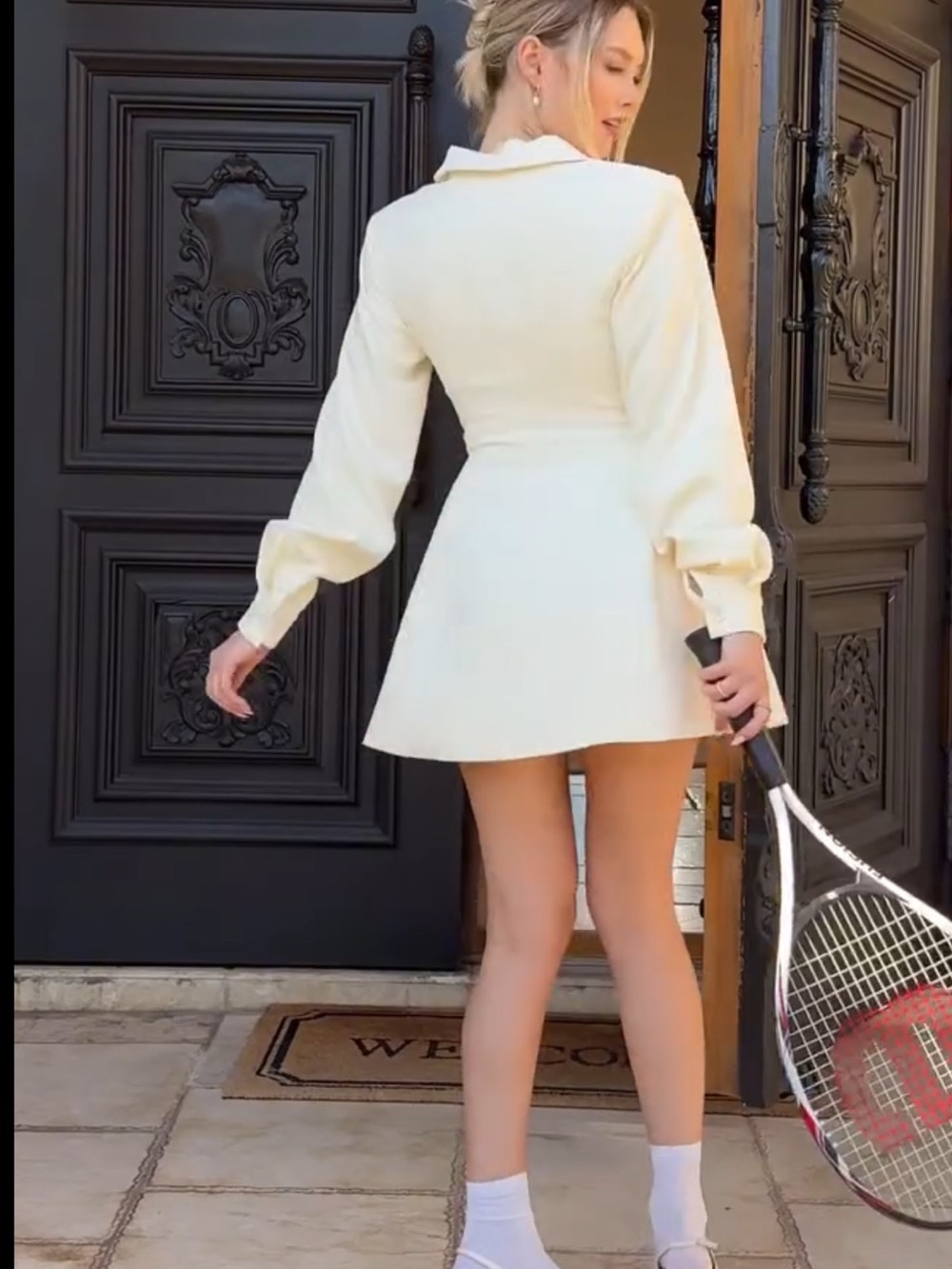 Miss Circle Women's Obelia Off White Long Sleeve Polo Mini Dress. NWT Size XS - Picture 3 of 13